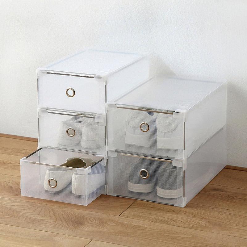 5pc Transparent shoe box storage shoe boxes thickened dustproof storage box shoes organizer superimposed-combination shoe cabinet (1U67)(AK9)(F67)