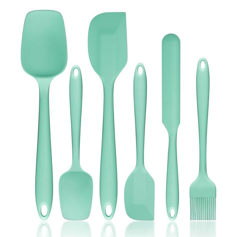 6 Pcs Kitchen Utensils Set - Kitchenware Spatula Spoon Scraper Brush BBQ Tools Silicone Baking Cooking Accessories (AK4)(1U61)