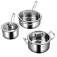 6 Piece Stainless Steel Cookware Set - Nonstick Pot And Pans w/ Glass Lids Silver (D61)(AK1)(1U61)