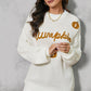 Pumpkin Embroidery Long Sleeve Sweater