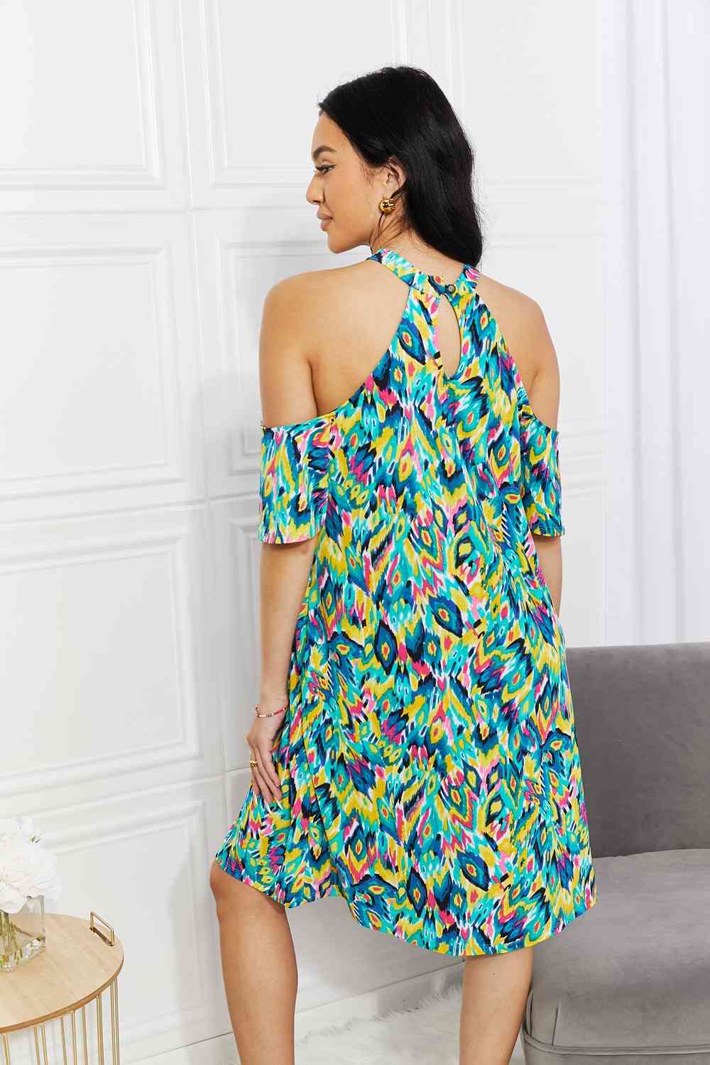 Sew In Love Full Size Perfect Paradise Printed Cold-Shoulder Dress (MWBT) T - Deals DejaVu