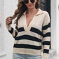 Striped Johnny Collar Sweater - Deals DejaVu