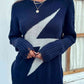 Lightning Graphic Distressed Sweater