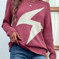 Lightning Graphic Distressed Sweater
