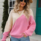 Two-Tone Round Neck Ribbed Sweater - Deals DejaVu