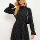 Printed Long Flounce Sleeve Frill Neck Dress (MWBT) T - Deals DejaVu