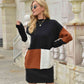 Color Block Round Neck Dropped Shoulder Sweater