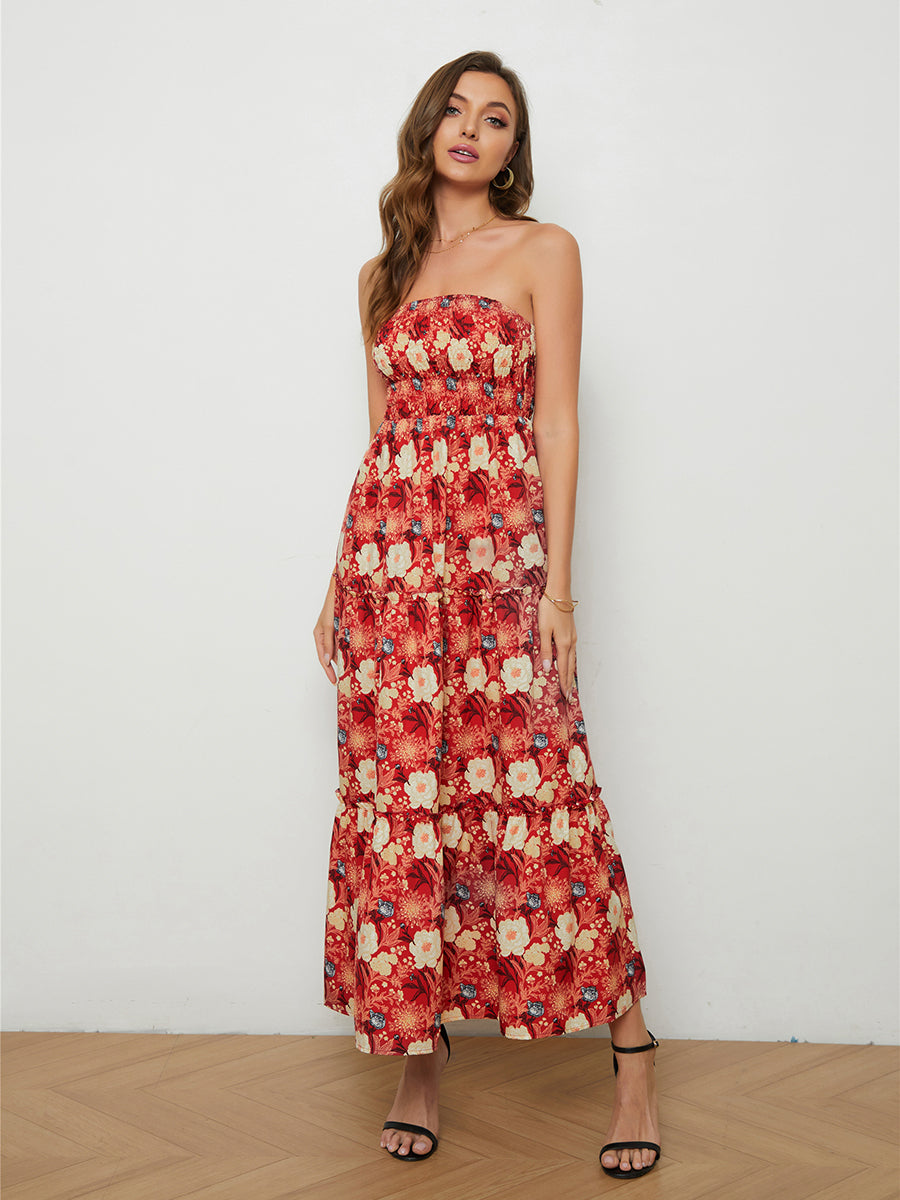 Floral Strapless Low-Back Dress (BWD)(WS06)T - Deals DejaVu