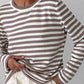 Striped Round Neck Long Sleeve Sweater - Deals DejaVu