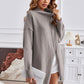 Exposed Seam Mock Neck Slit Sweater - Deals DejaVu