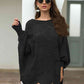 Full Size Boat Neck Lantern Sleeve Openwork Knit Top - Deals DejaVu