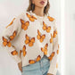 Butterfly Pattern Round Neck Dropped Shoulder Sweater - Deals DejaVu
