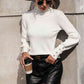 Mock Neck Ribbed Lantern Sleeve Pullover Sweater - Deals DejaVu