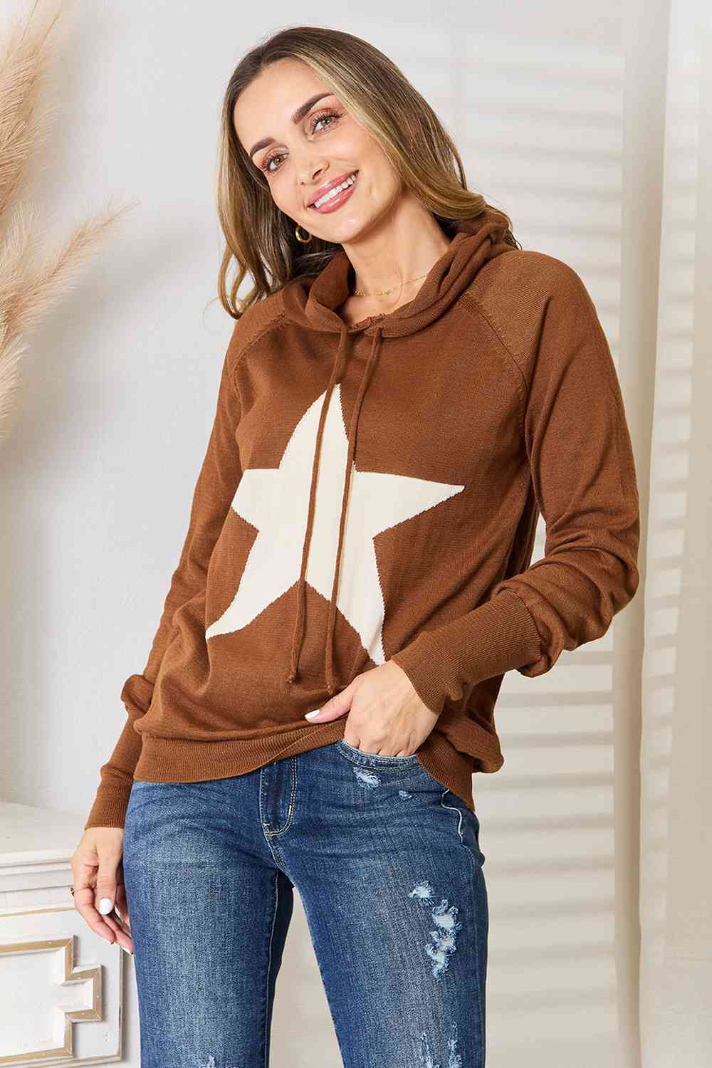 Heimish Full Size Star Graphic Hooded Sweater (BFD) T - Deals DejaVu