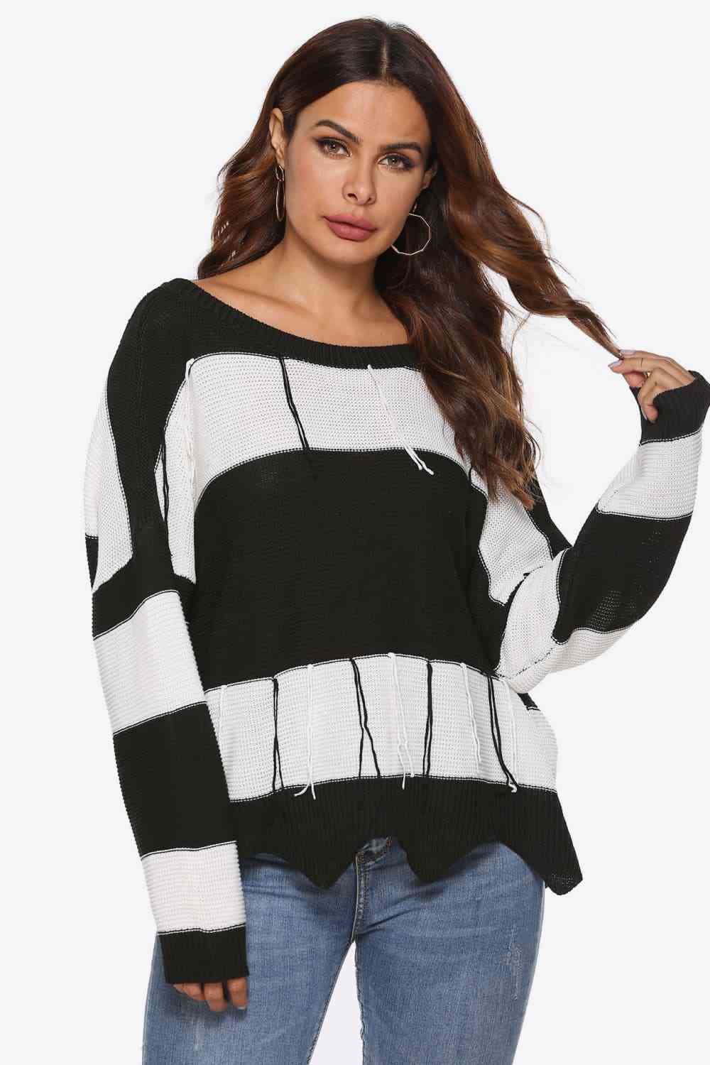 Color Block Backless Long Sleeve Sweater - Deals DejaVu