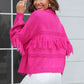 Double Take Fringe Trim Open Front Cardigan
