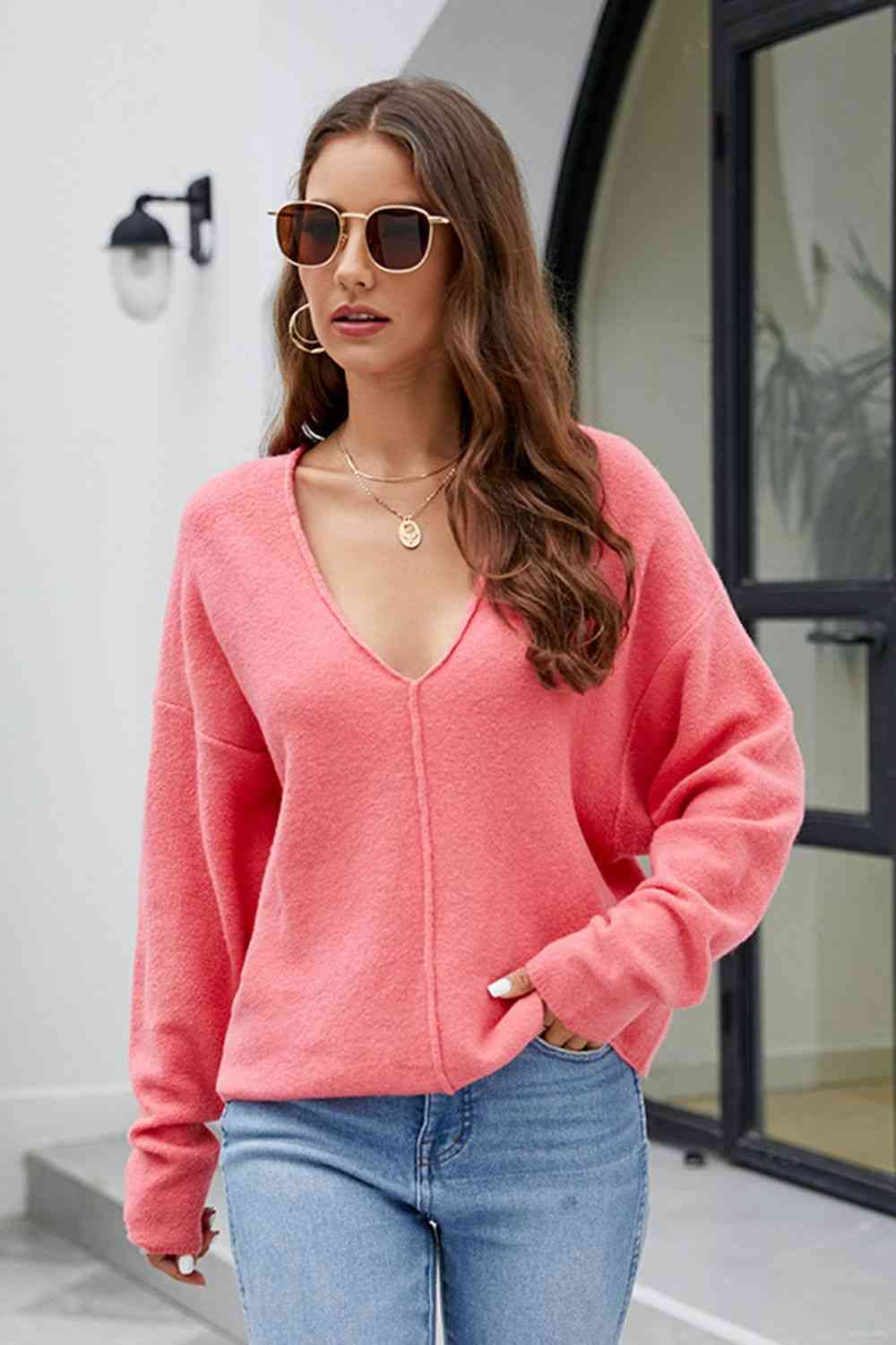 V-Neck Center Seam Sweater - Deals DejaVu