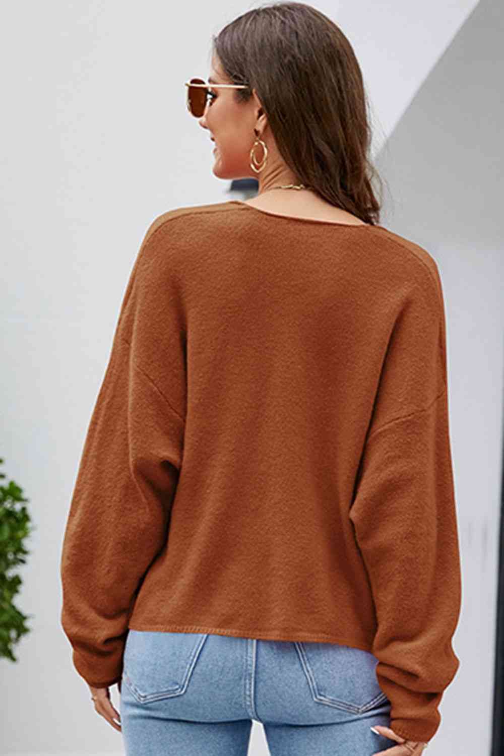 V-Neck Center Seam Sweater - Deals DejaVu