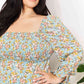 Double Take Floral Smocked Flounce Sleeve Square Neck Dress