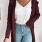 Double Take Ribbed Open Front Hooded Cardigan with Pockets - Deals DejaVu