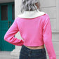 Contrast Collared Cropped Sweater