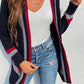 Open Front Striped Long Sleeve Cardigan - Deals DejaVu