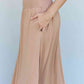 Doublju Comfort Princess Full Size High Waist Scoop Hem Maxi Skirt in Tan
