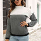 Two-Tone Mock Neck Dropped Shoulder Pullover Sweater - Deals DejaVu