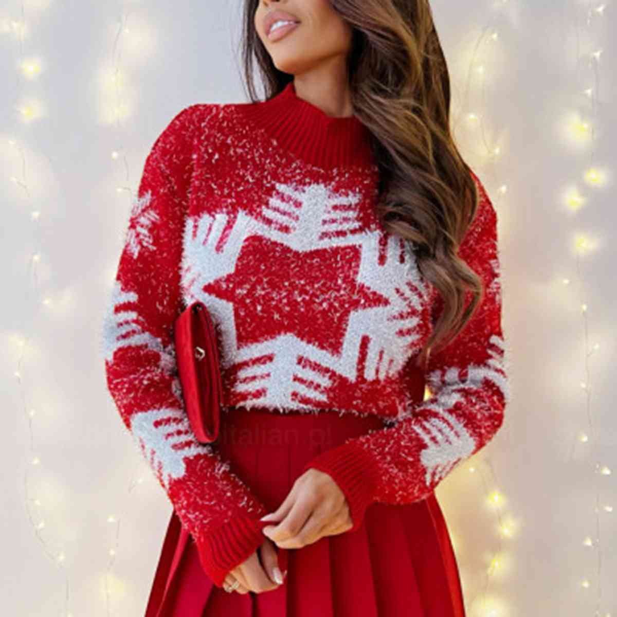 Snowflake Print Sweater - Deals DejaVu