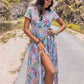 Floral V-Neck Slit Dress (MWBT) T - Deals DejaVu