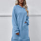 Slit Long Sleeve Hooded Dress with Pocket (MWBT) T - Deals DejaVu