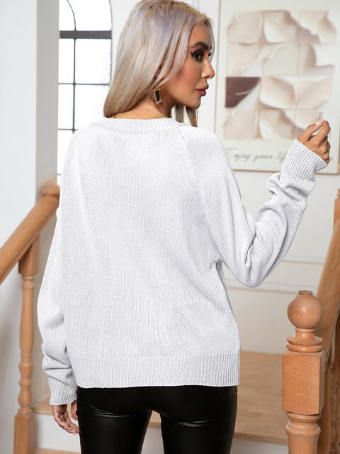 Cable-Knit Long Sleeve Sweater - Deals DejaVu