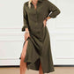 Texture Collared Neck Button Up Slit Shirt Dress (BWMT) T - Deals DejaVu