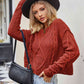 Cable-Knit Round Neck Dropped Shoulder Sweater - Deals DejaVu