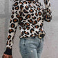 Leopard Round Neck Dropped Shoulder Sweater - Deals DejaVu