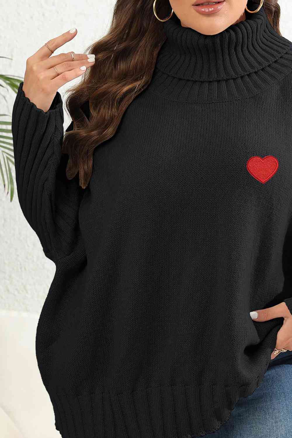 Plus Size Turtle Neck Long Sleeve Sweater - Deals DejaVu