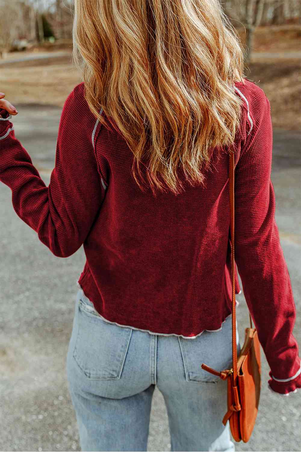 Round Neck Long Sleeve Sweater - Deals DejaVu