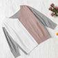 Double Take Color Block V-Neck Ribbed Trim Sweater
