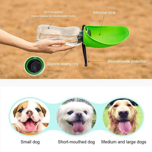 680ml Portable Pet Dog Water Bottle - Silicone Sport Travel Dog Water Bowl - For Puppy Cat Outdoor Pet Drinking (2U71)