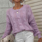 Woven Right Cable-Knit Openwork Round Neck Sweater