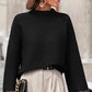 Mock Neck Dropped Shoulder Pullover Sweater