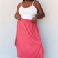 Doublju Comfort Princess Full Size High Waist Scoop Hem Maxi Skirt in Hot Pink