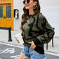 Printed Round Neck Long Sleeve Sweater - Deals DejaVu
