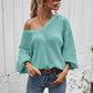 V-Neck Dropped Shoulder Sweater