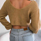 Twisted Front Long Sleeve Cropped Sweater