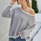 Round Neck Dropped Shoulder Sweater - Deals DejaVu