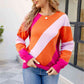 Color Block Ribbed Round Neck Sweater - Deals DejaVu