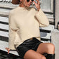 Mock Neck Dropped Shoulder Pullover Sweater