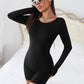 Round Neck Backless Long Sleeve Romper