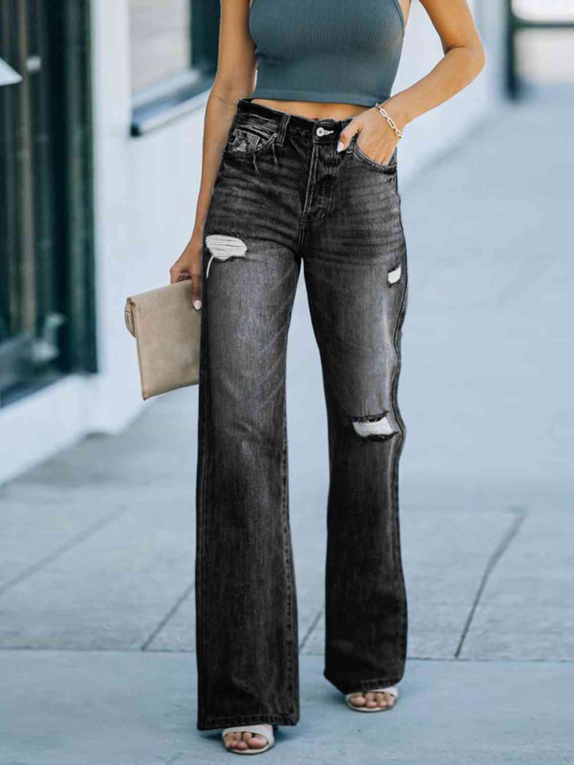 Distressed Straight Leg Jeans (BFD) T - Deals DejaVu